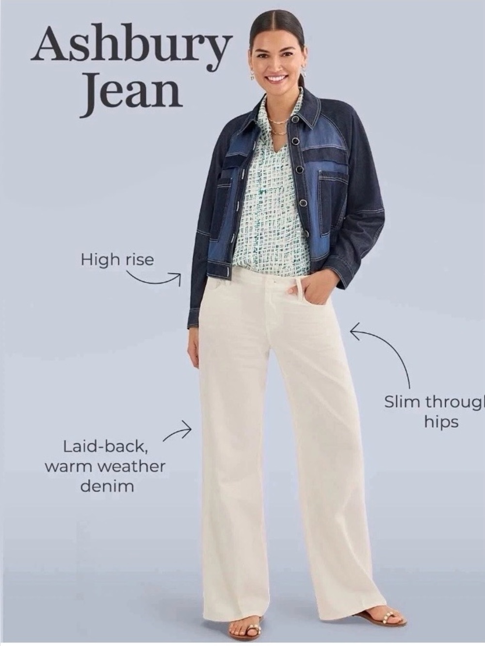 CAbi 12 long NWT Ashbury Jean white